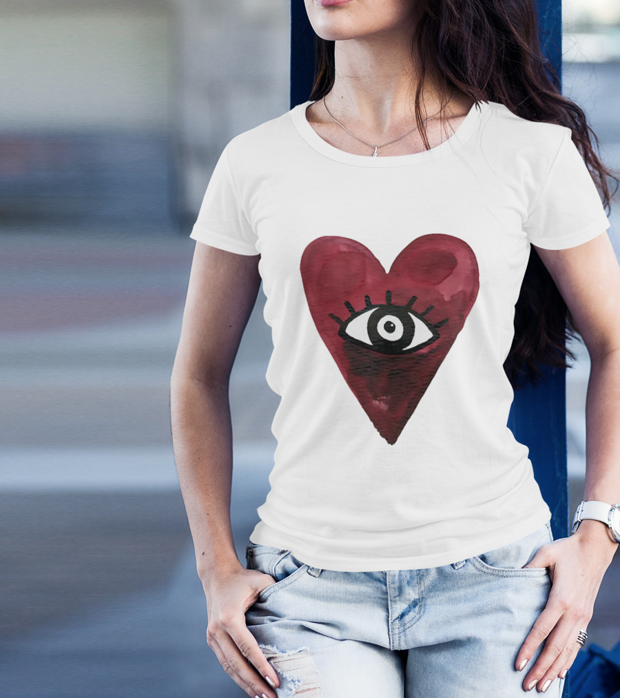 Burgundy Hearts Club Eye Retro T-Shirt