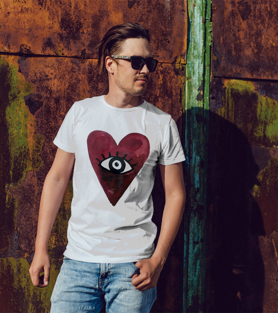 Burgundy Hearts Club Eye Retro T-Shirt