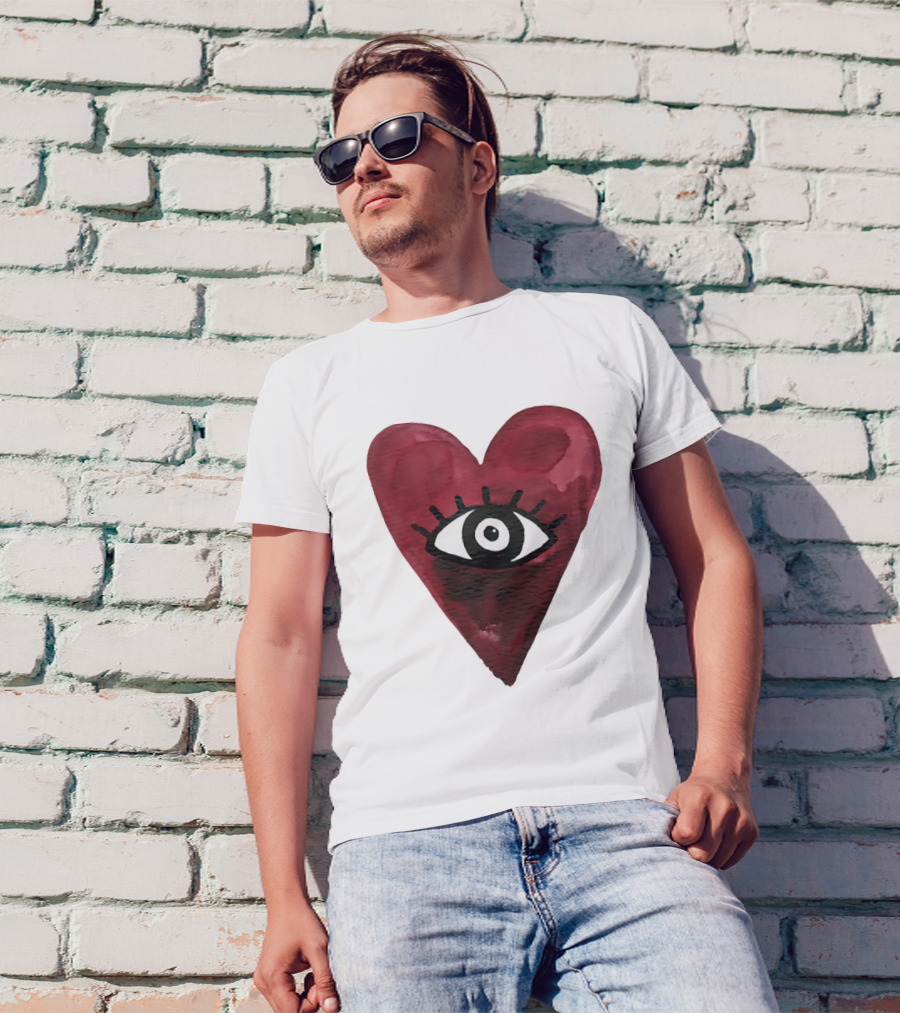Burgundy Hearts Club Eye Retro T-Shirt