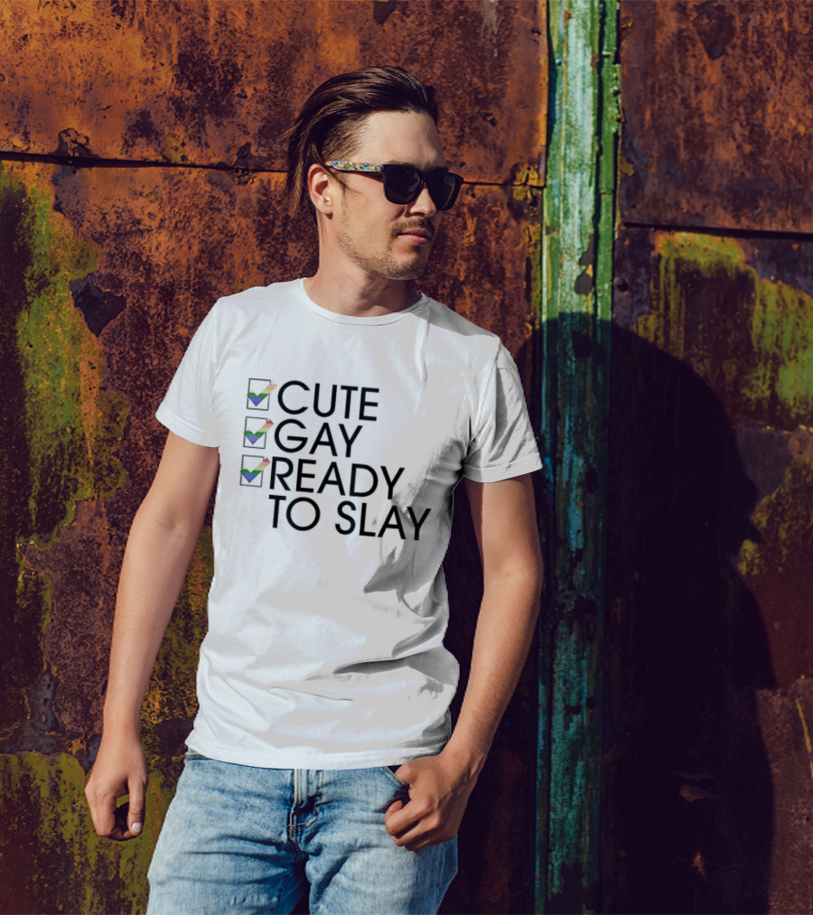 Cute Gay Ready To Slay Rainbow Checkmarks T-Shirt