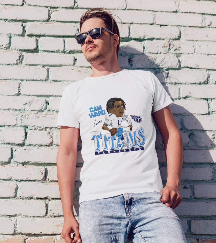 Cam Ward Tennessee Titans NFL Football Cartoon Character T-Shirt