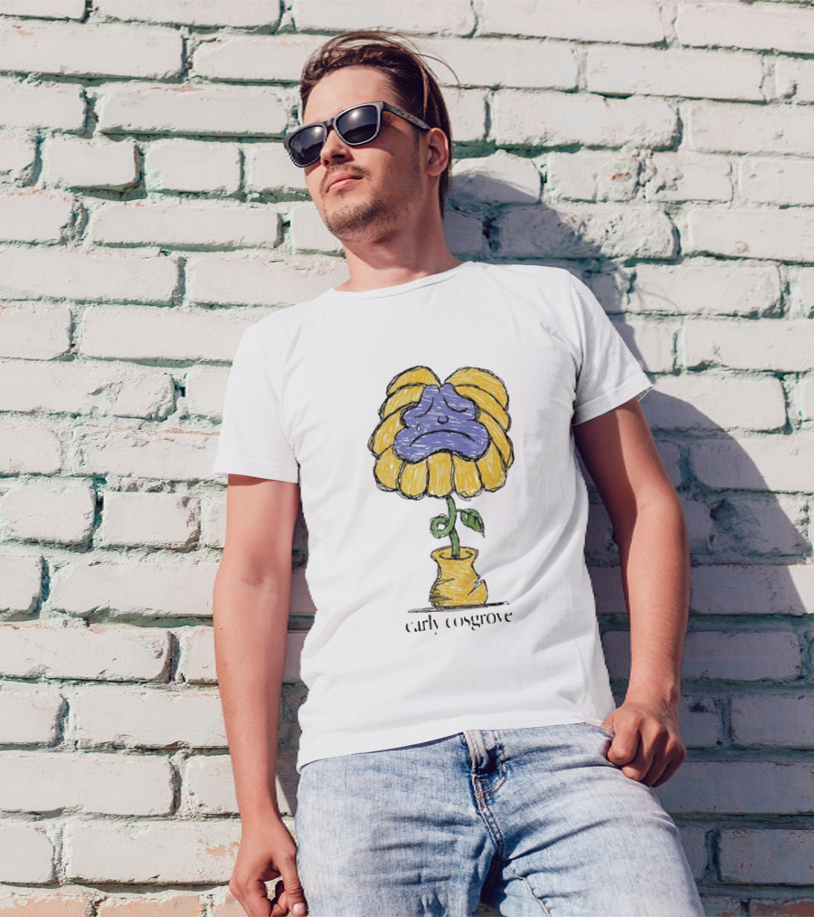 Carly Cosgrove Sad Flower Yellow Petals Blue Face Bloom T-Shirt