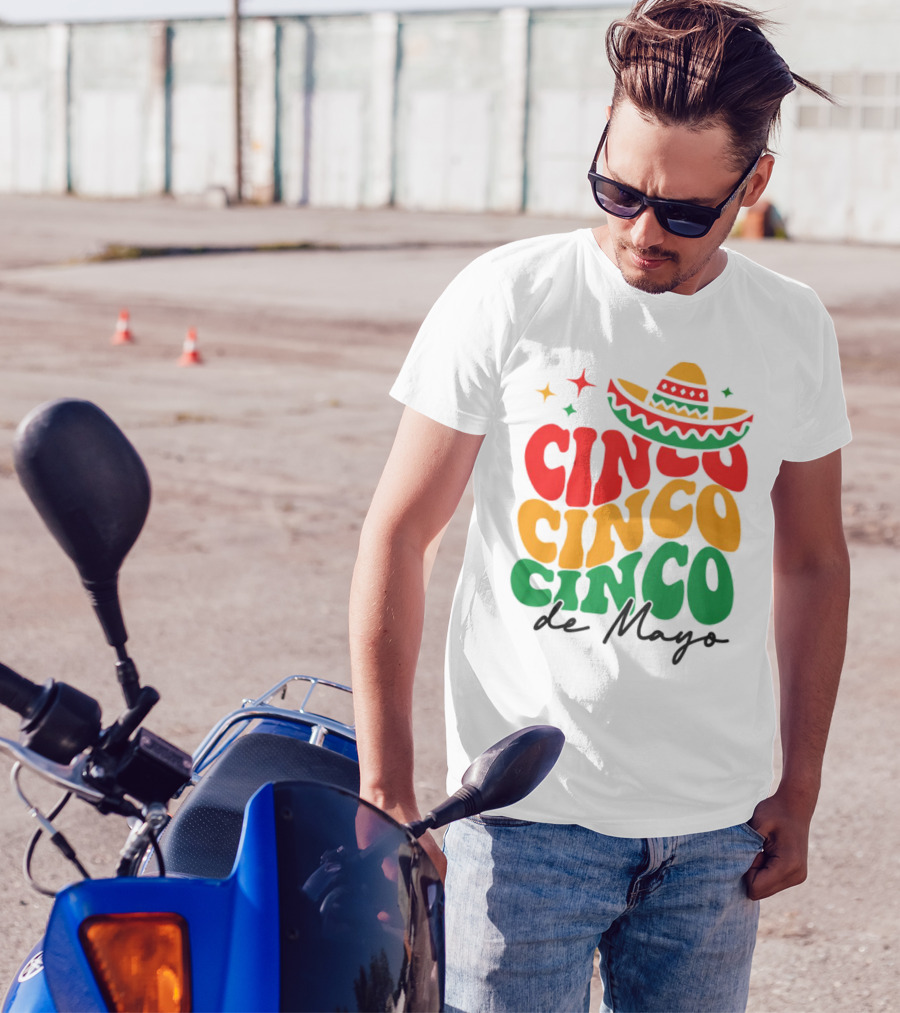 Cinco Cinco Cinco De Mayo Sombrero Festive Colors T-Shirt