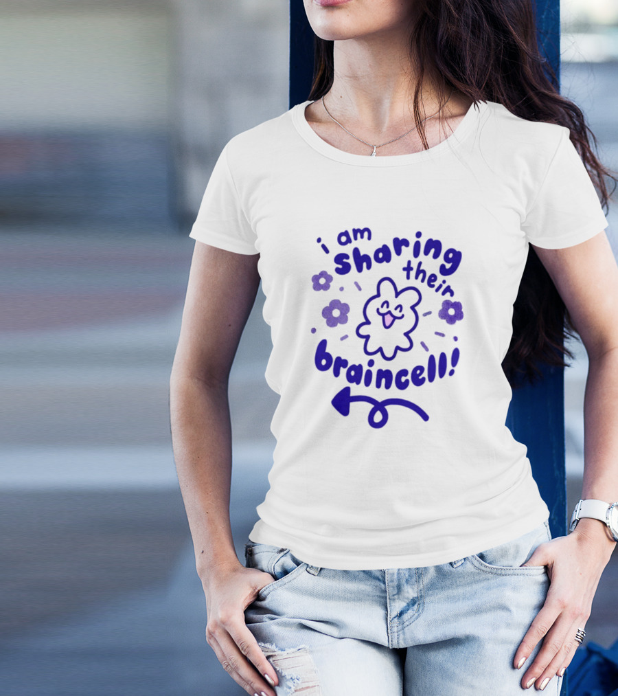 I Am Sharing Their Braincell Playful Character With Flowers And Arrow T-Shirt