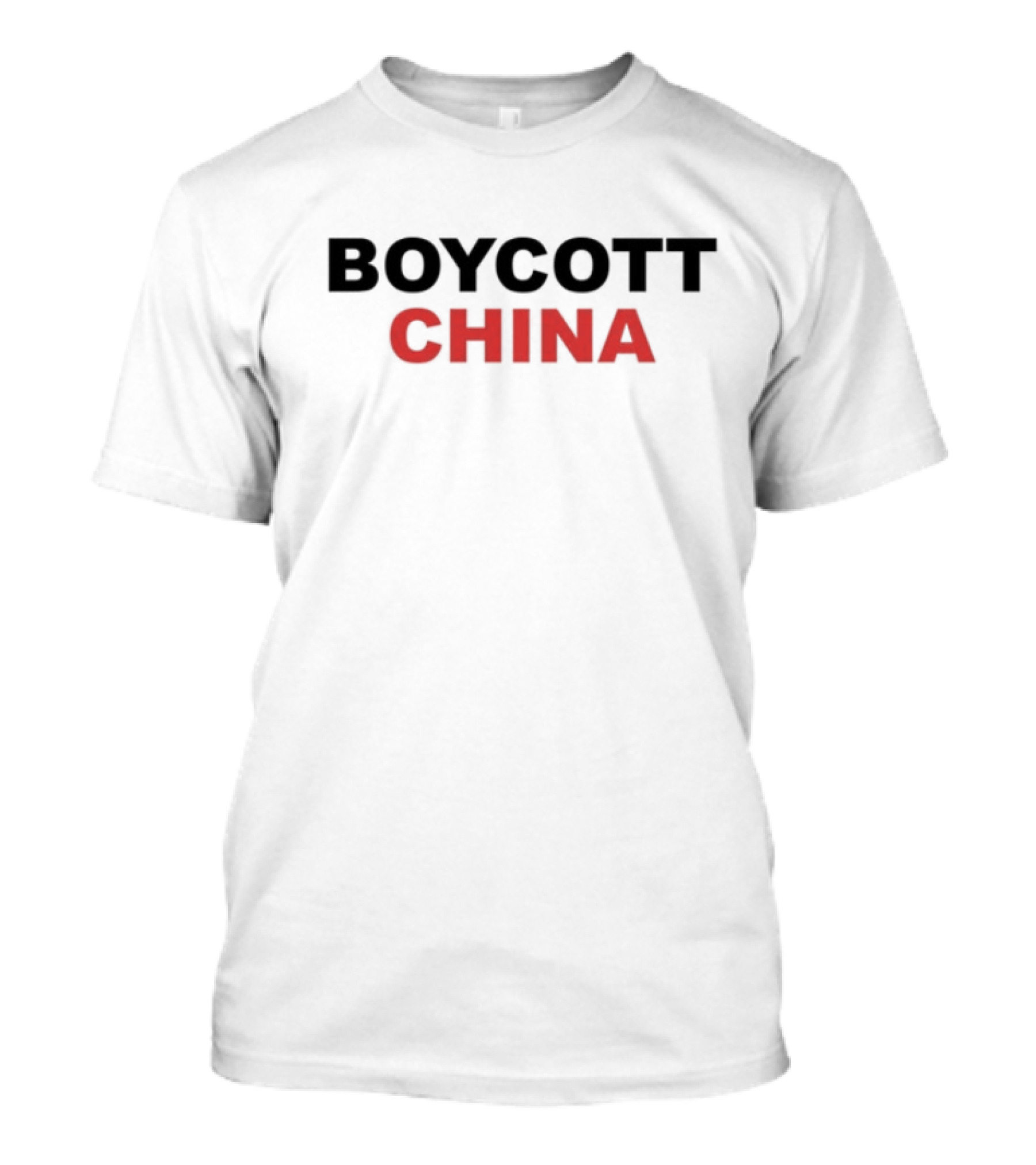 Esaholic Boycott China Black Red Text T-Shirt