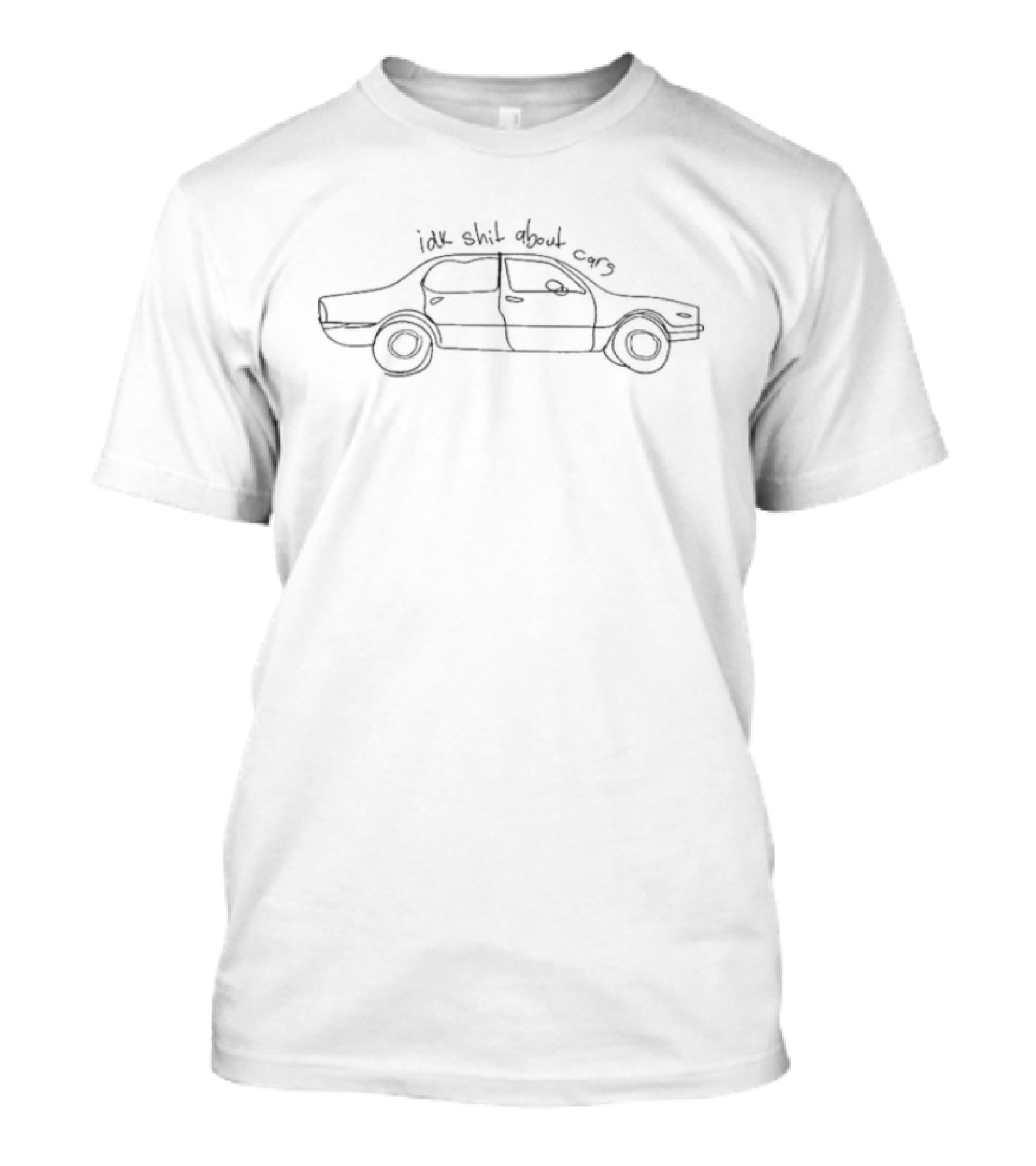 Evan Honer Idk Shit About Cars Black Sedan Line Art T-Shirt