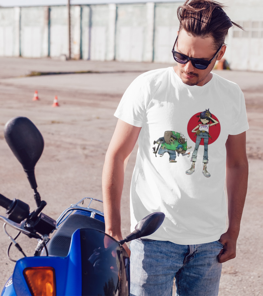 Gorillaz Invisible Sun Japanese Red Circle Band Members T-Shirt