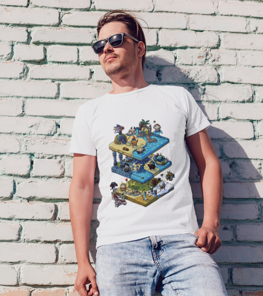 Final Fantasy OC Commission Adventure Island Levels Scene T-Shirt