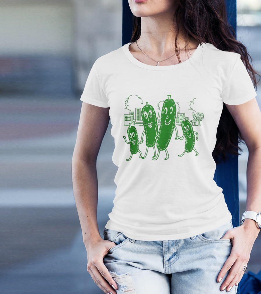 Vintage Pickle Family With Cityscape Background Vintage T-Shirt