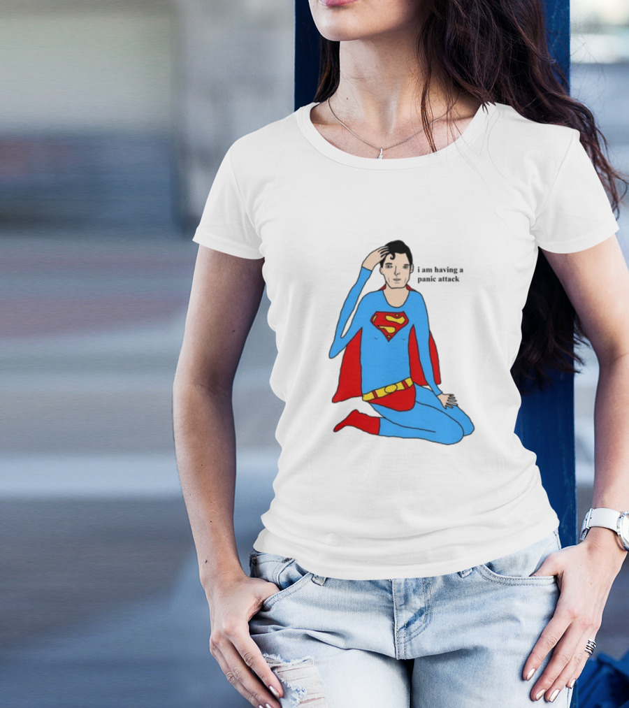 Superhero Costume Nervous Expression "I Am Having A Super Panic Attack" T-Shirt