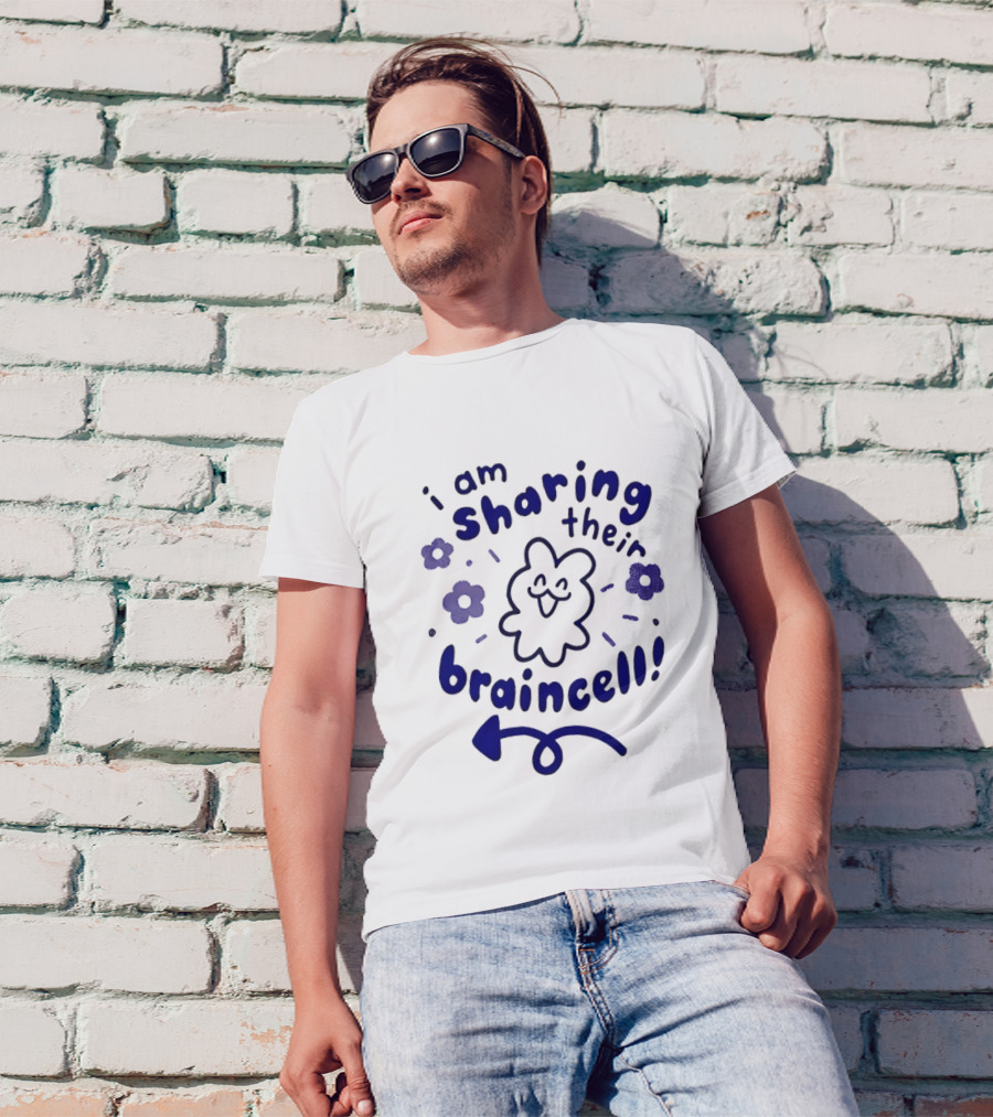 I Am Sharing Their Braincell Funny Flower Cartoon T-Shirt
