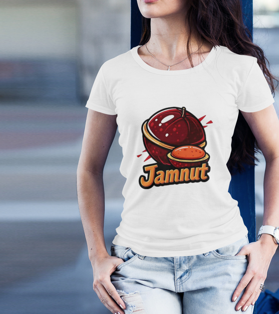 Jamnut Bold Fruit Style Text And Iconic Split Shell Nut T-Shirt