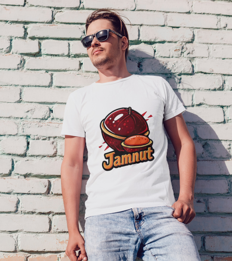 Jamnut Bold Fruit Style Text And Iconic Split Shell Nut T-Shirt