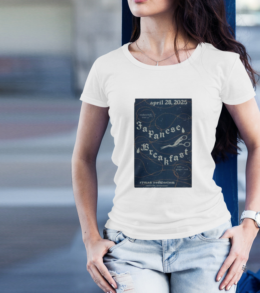 April 28 2025 Melancholy Tour Japanese Breakfast Ryman Auditorium Nashville With Ginger Root T-Shirt