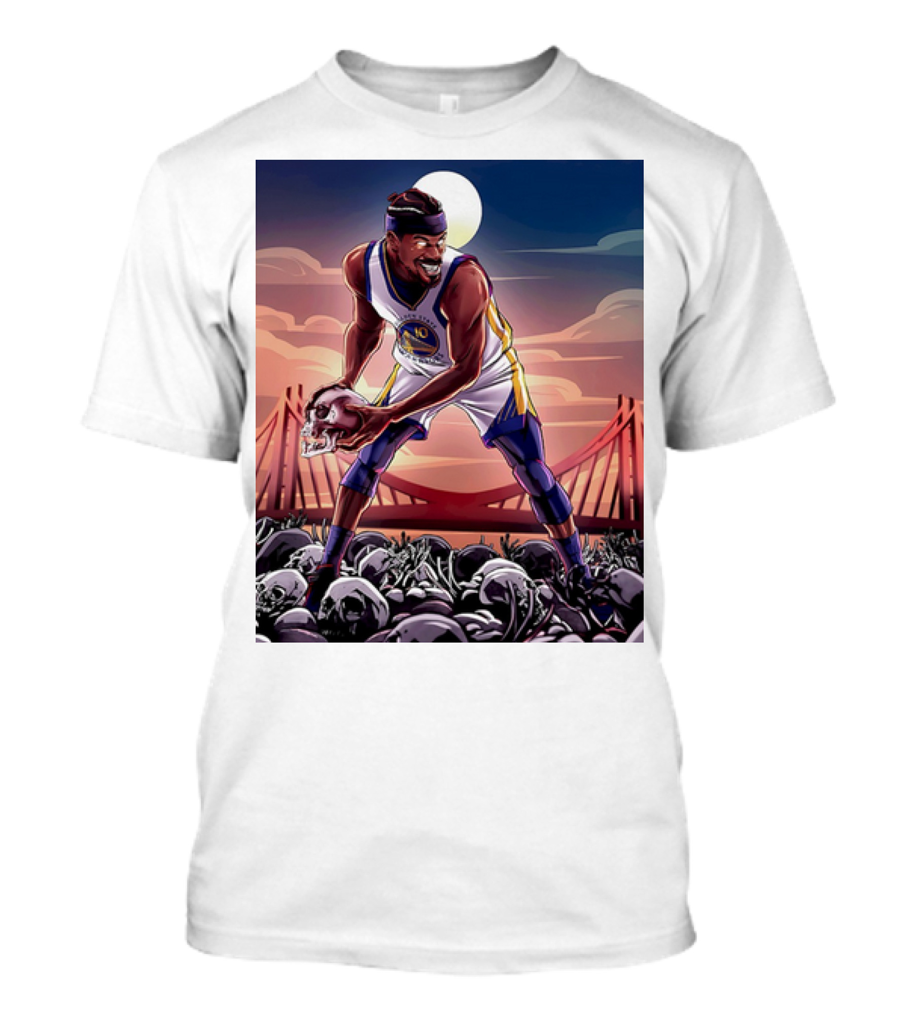 Golden State Warriors Basketball Skulls Bridge Sunset T-Shirt