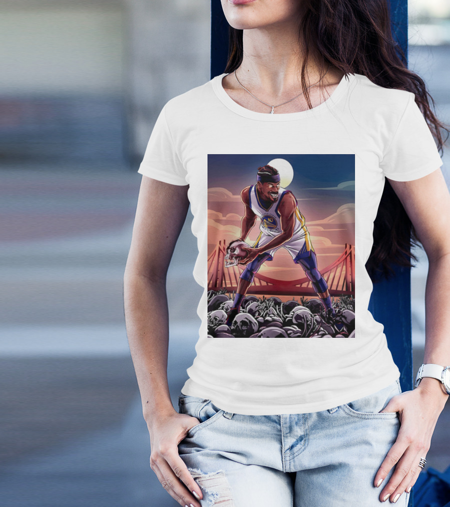 Golden State Warriors Basketball Skulls Bridge Sunset T-Shirt