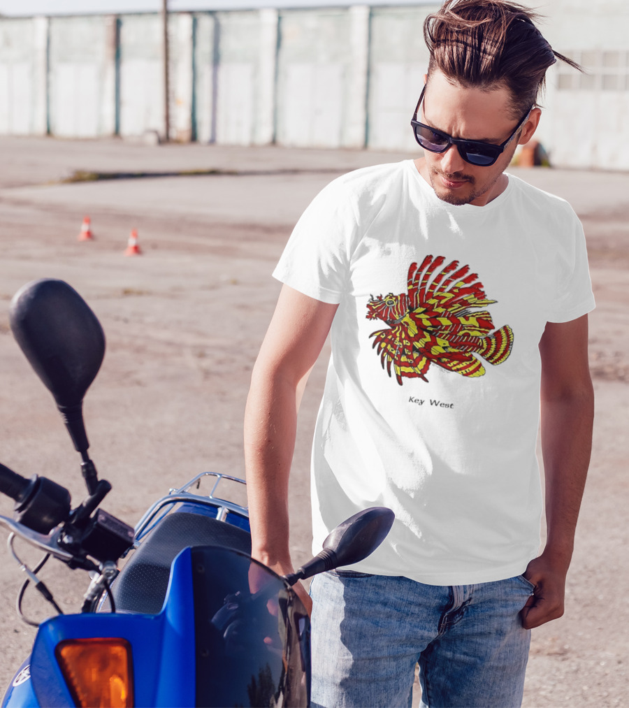 Key West Vibrant Red Yellow Lionfish T-Shirt
