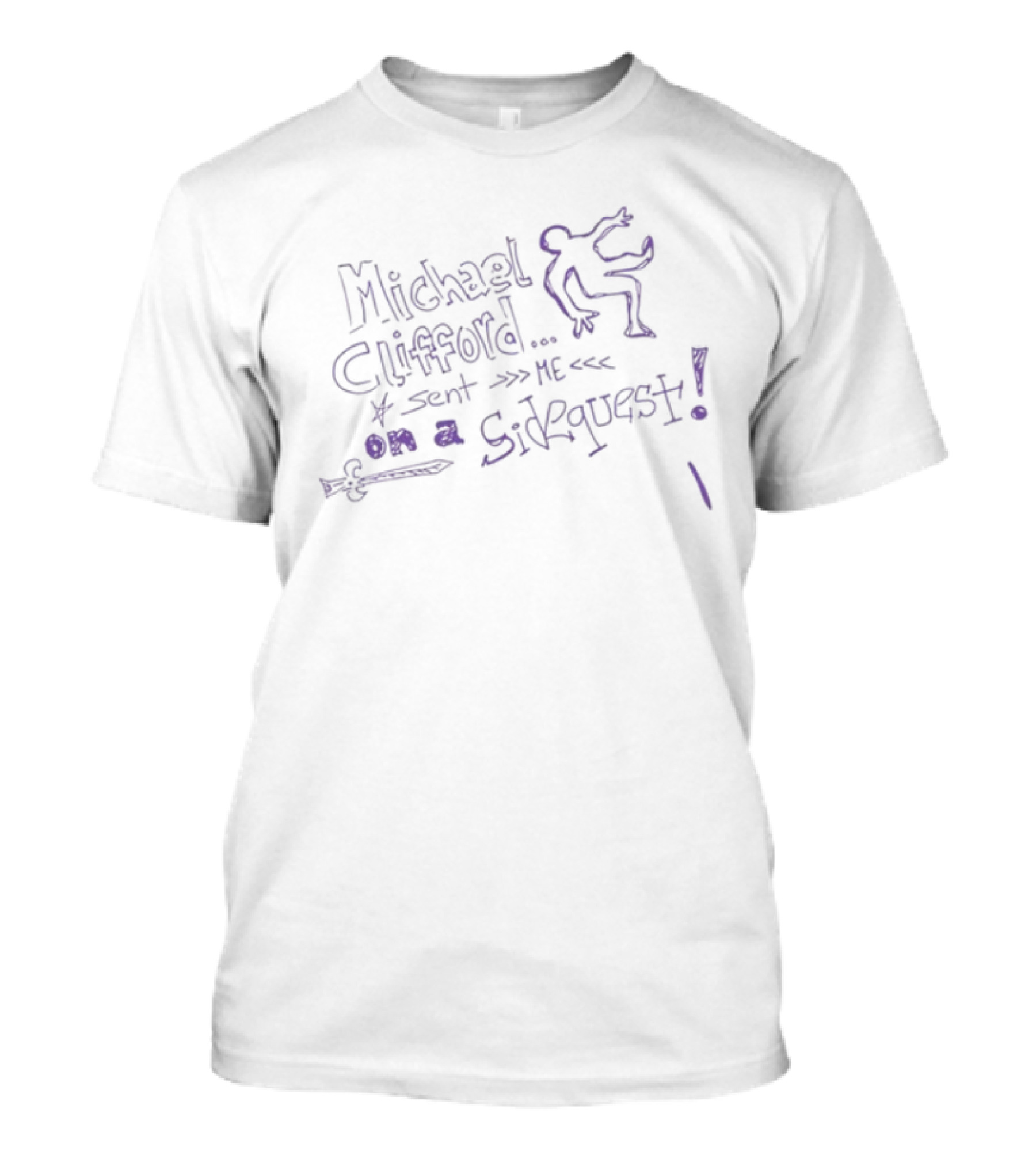 Michael Clifford Sent Me On A Sidequest Stick Figure Adventure Sketch Text T-Shirt