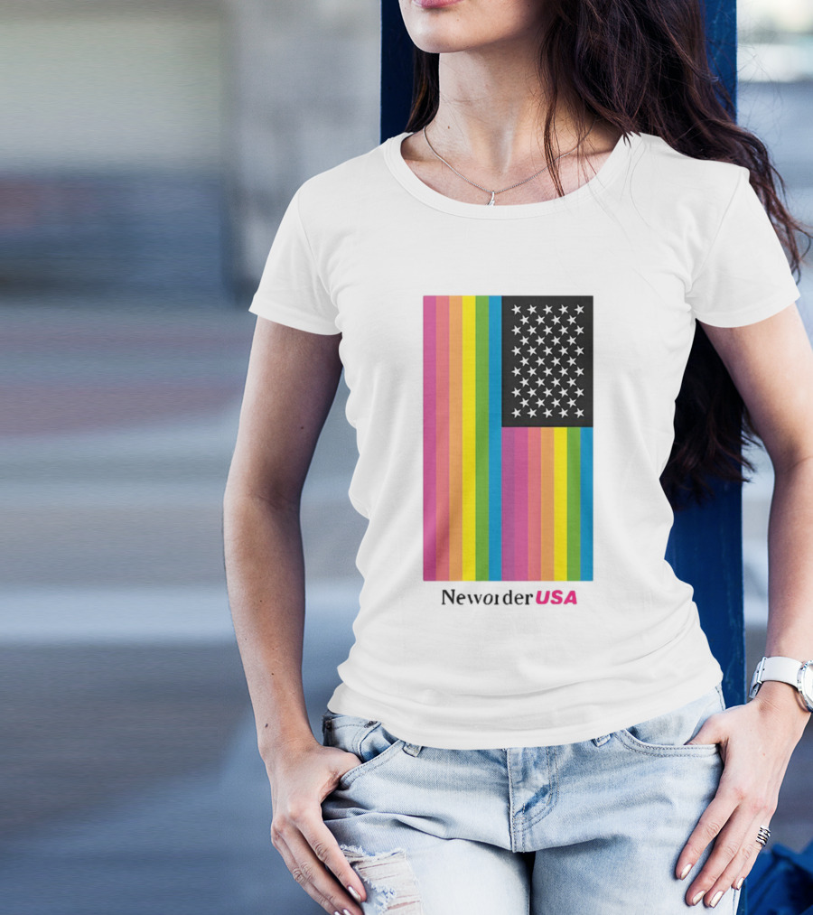 New Order USA Rainbow Flag Stars T-Shirt