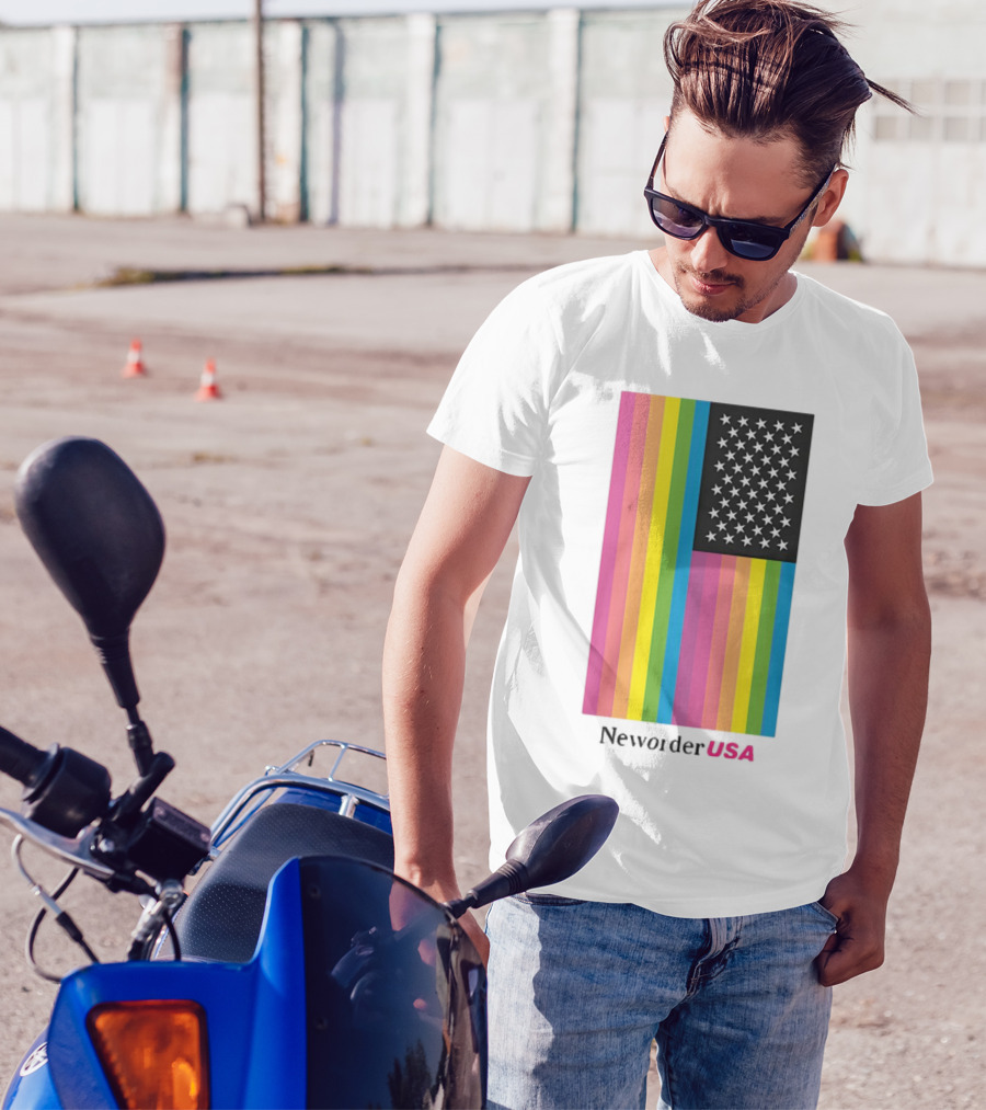 New Order USA Rainbow Flag Stars T-Shirt