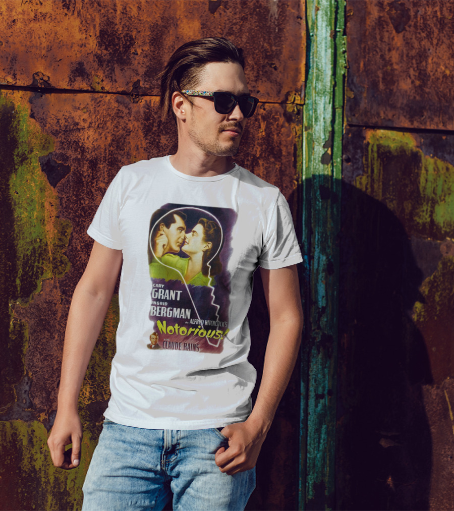 Cary Grant Ingrid Bergman In Alfred Hitchcock's Notorious With Claude Rains T-Shirt