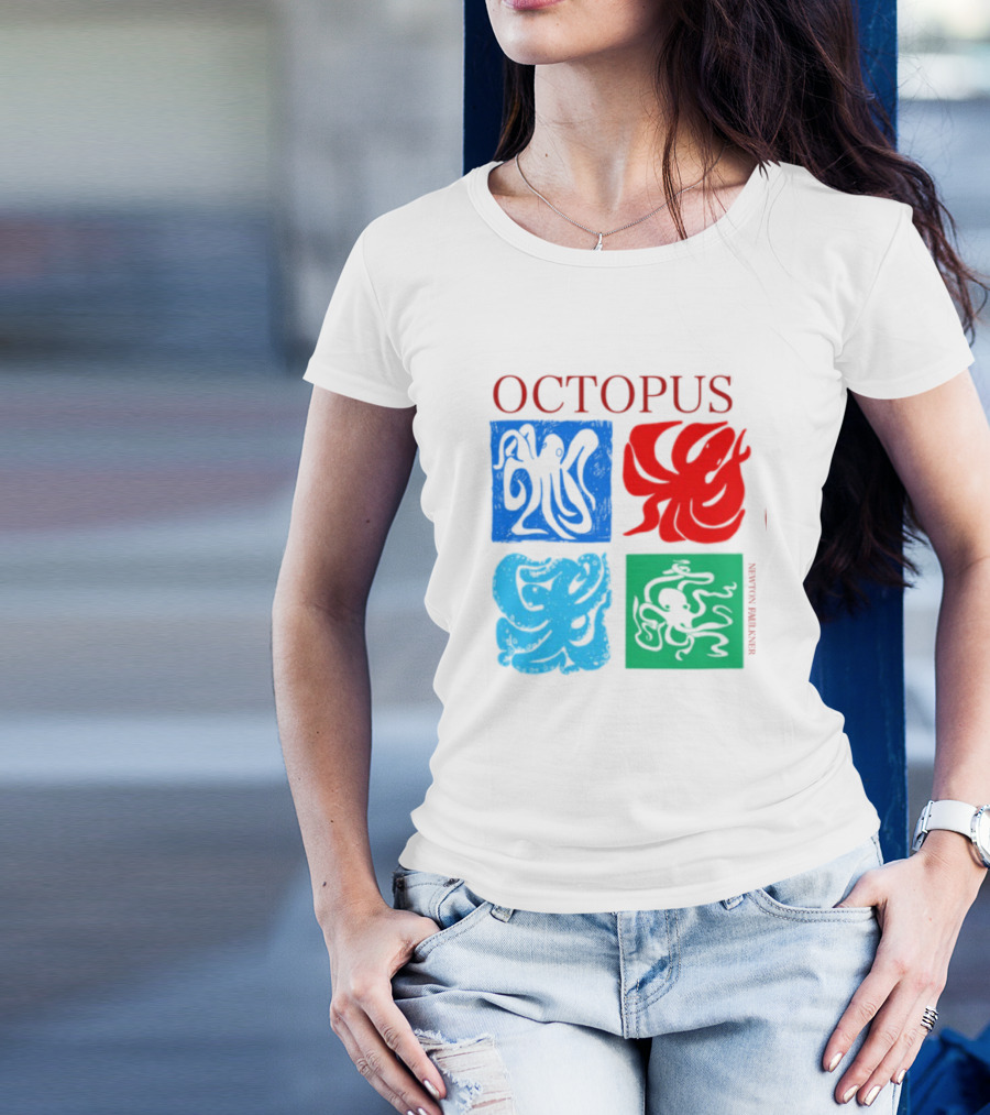Octopus NewtonFaulkner Four Colored Abstract Squares T-Shirt