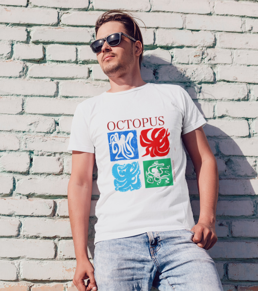 Octopus NewtonFaulkner Four Colored Abstract Squares T-Shirt