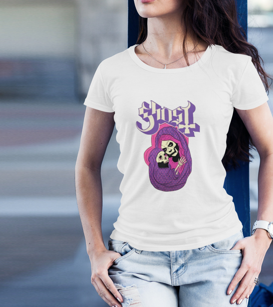 Rockabilia Ghost She Is The Light The Warmth The Power Without Her I Am Lost Hail Mom Skeletons Hugging T-Shirt