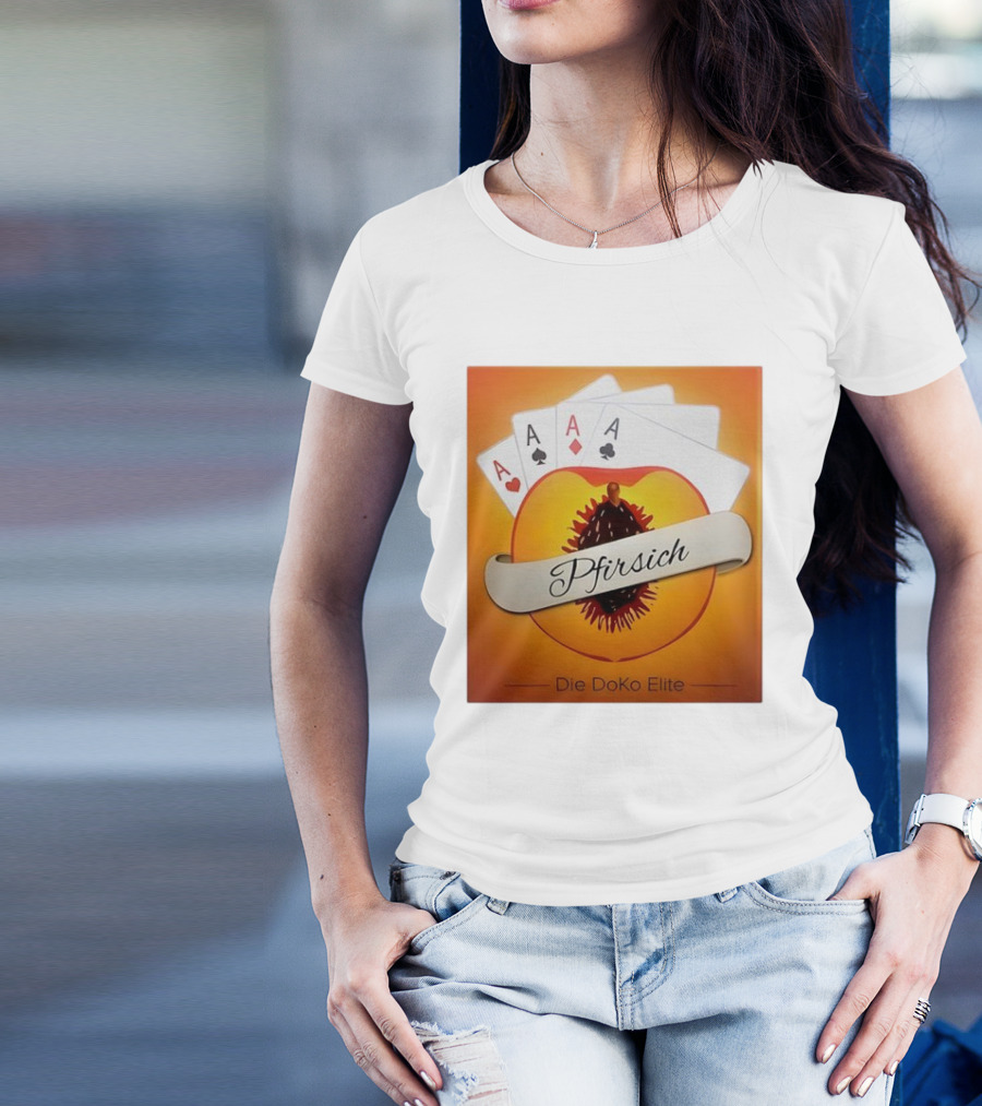 Pfirsich Die Doko Elite Poker Cards Peach Design T-Shirt
