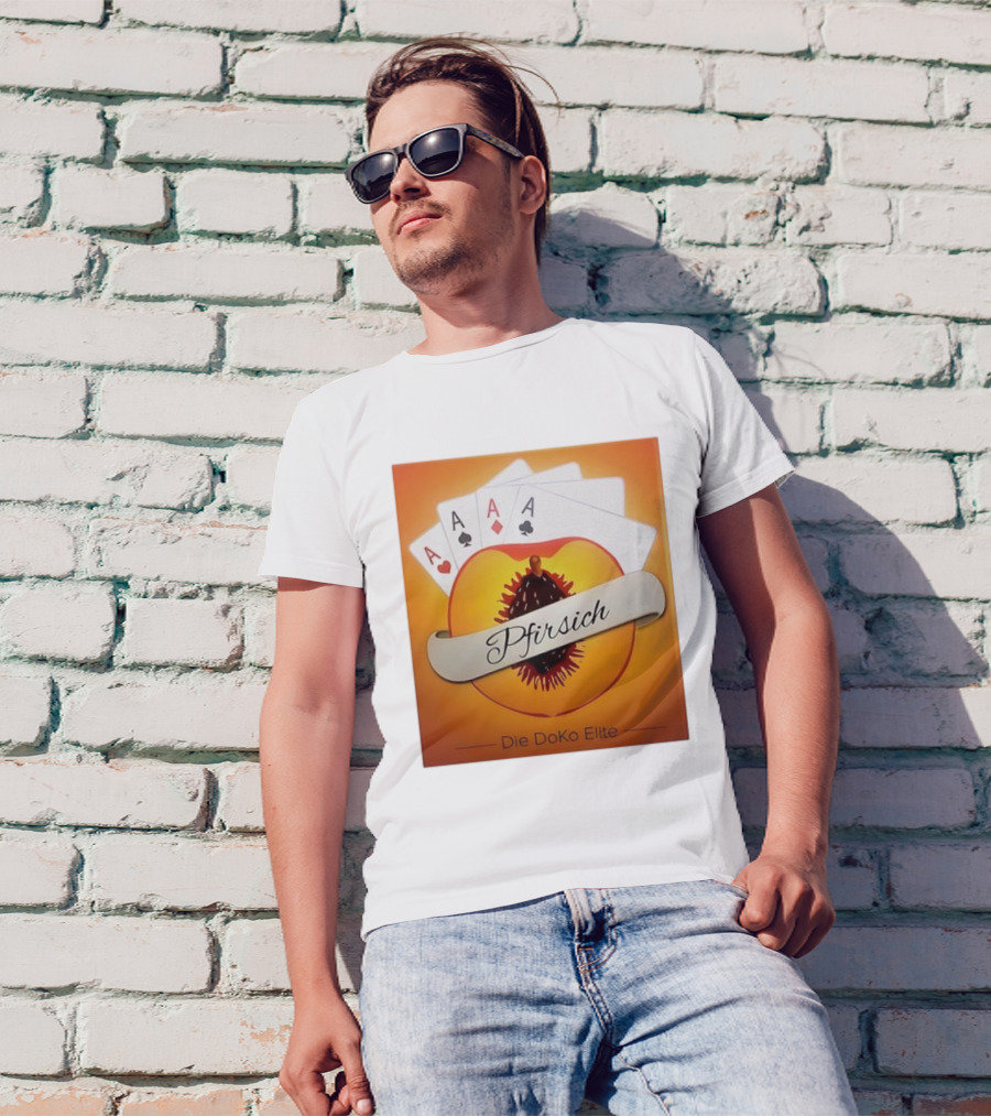 Pfirsich Die Doko Elite Poker Cards Peach Design T-Shirt
