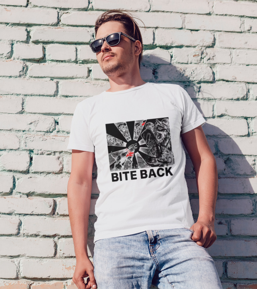 Punkwithacamera Bite Back Protest Artwork With Charging Dog And Riot Police T-Shirt