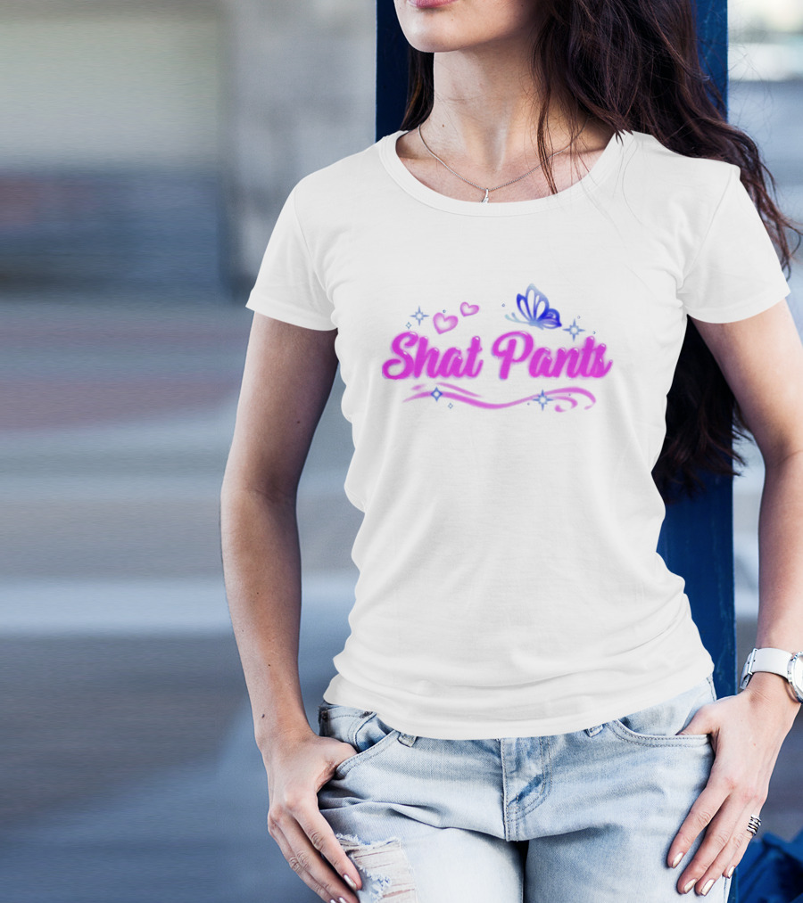 "Shat Pants Hearts And Butterfly Neon Graphic" T-Shirt