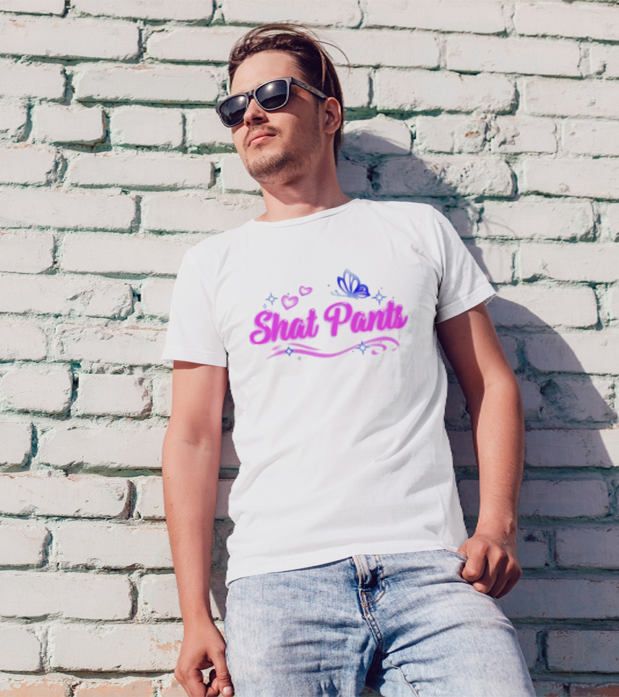 "Shat Pants Hearts And Butterfly Neon Graphic" T-Shirt