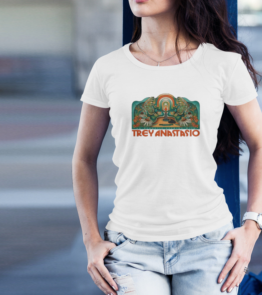 Trey Anastasio Acoustic Evening 2025 Rainbow Butterfly Guitar Floral Art T-Shirt