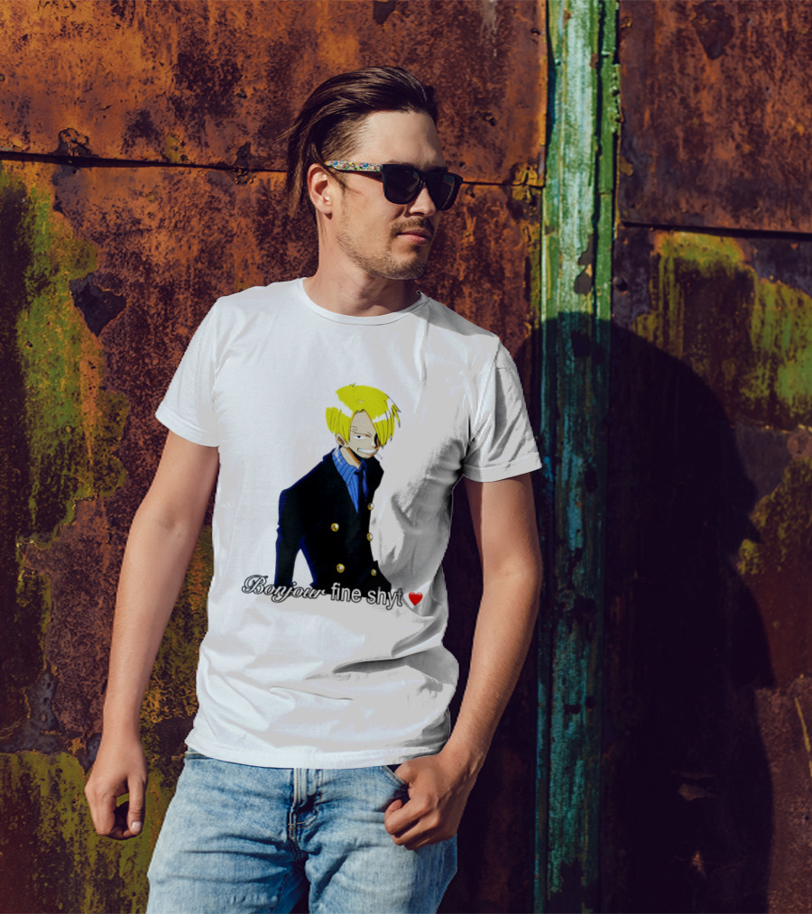 Vinsmoke Sanji Bonjour Fine Shyt Cartoon Character Heart Icon T-Shirt