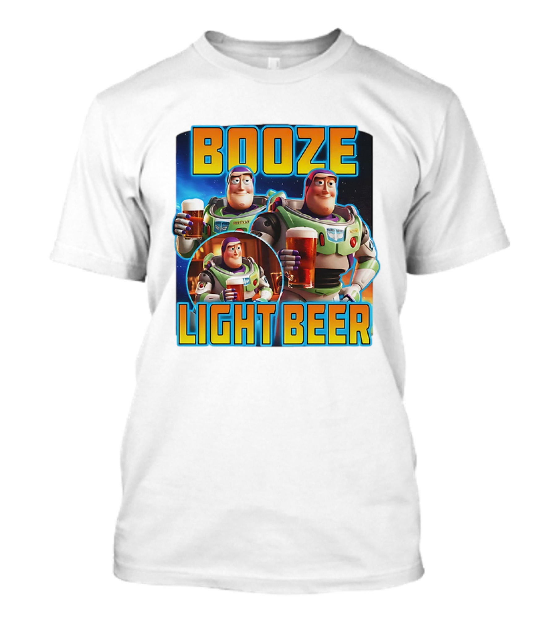 Booze Light Beer Buzz Lightyear Holding Beer T-Shirt