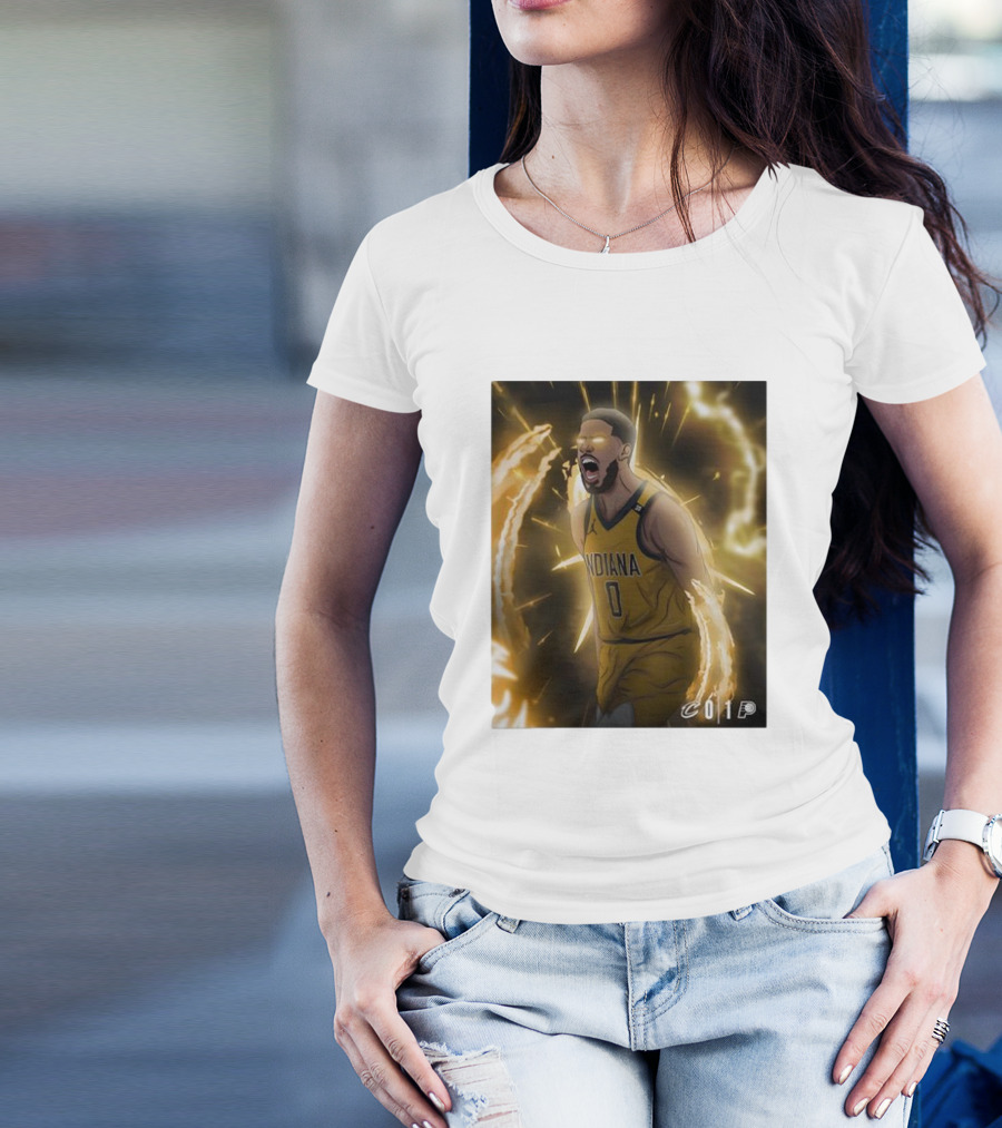 Tyrese Haliburton Indiana Pacers Game 1 Cavaliers Showdown NBA Artwork T-Shirt