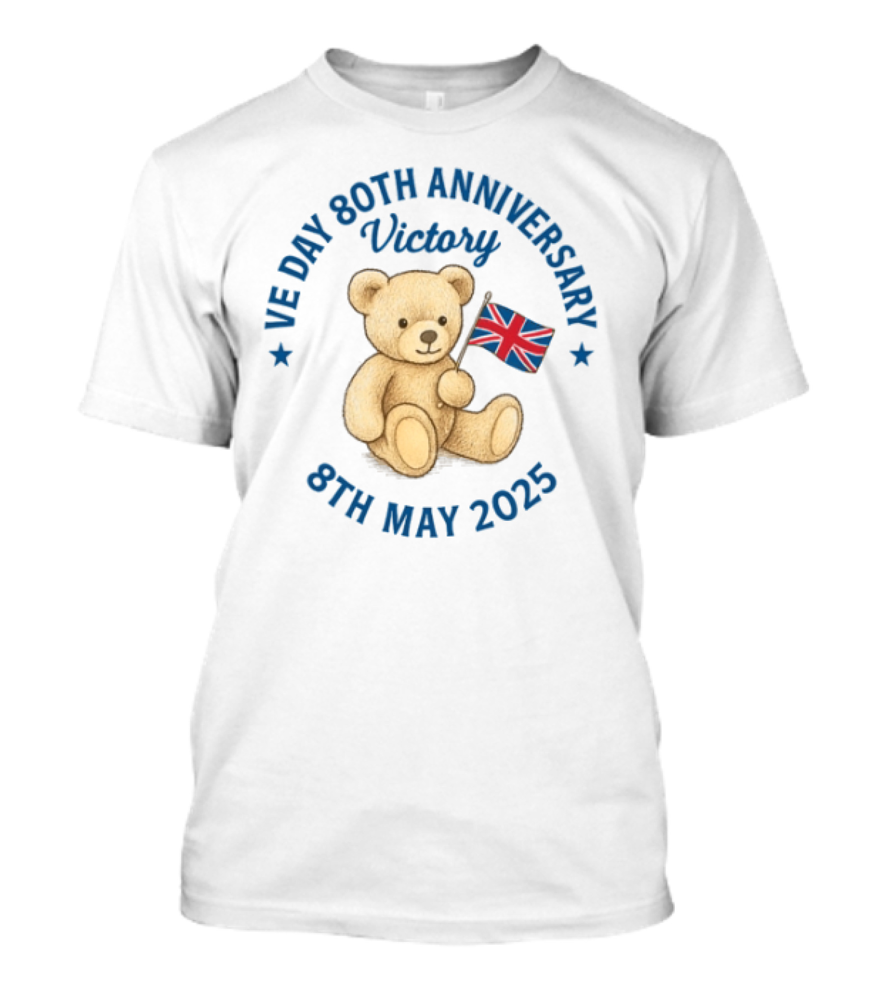 VE Day 80th Anniversary Victory Teddy Bear Union Jack 8th May 2025 T-Shirt