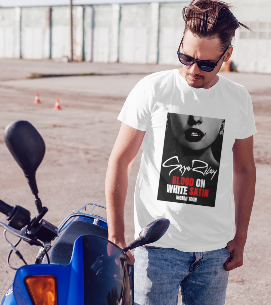 Blood Satin Skye Riley World Tour Lush Red Lips Shadowed Face T-Shirt