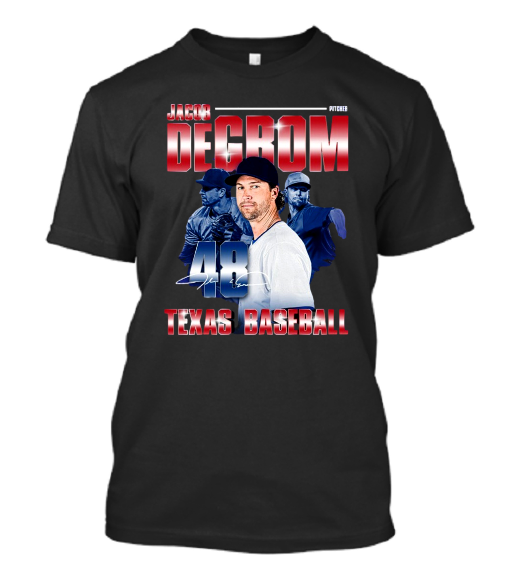 Jacob DeGrom Texas Baseball 48 Retro 90’s MLBPA T-Shirt