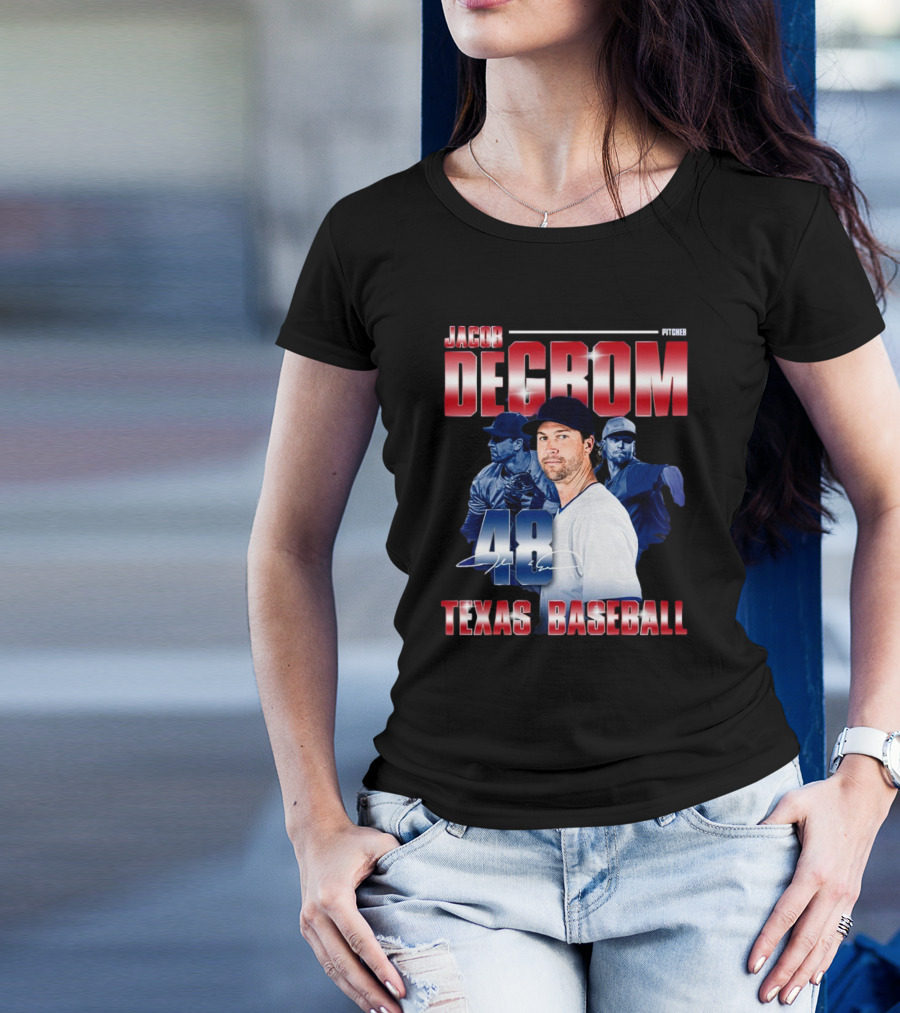 Jacob DeGrom Texas Baseball 48 Retro 90’s MLBPA T-Shirt