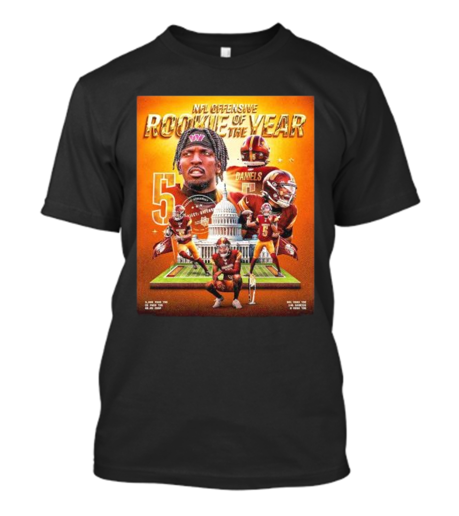 NFL Offensive Rookie Of The Year Jayden Daniels Redskins Football 2023 T-Shirt