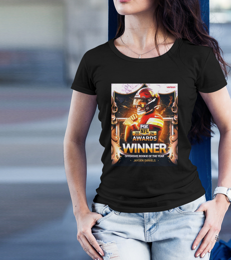 Verizon NFL Awards 2024 Jayden Daniels Winner Offensive Rookie Of The Year Fox T-Shirt