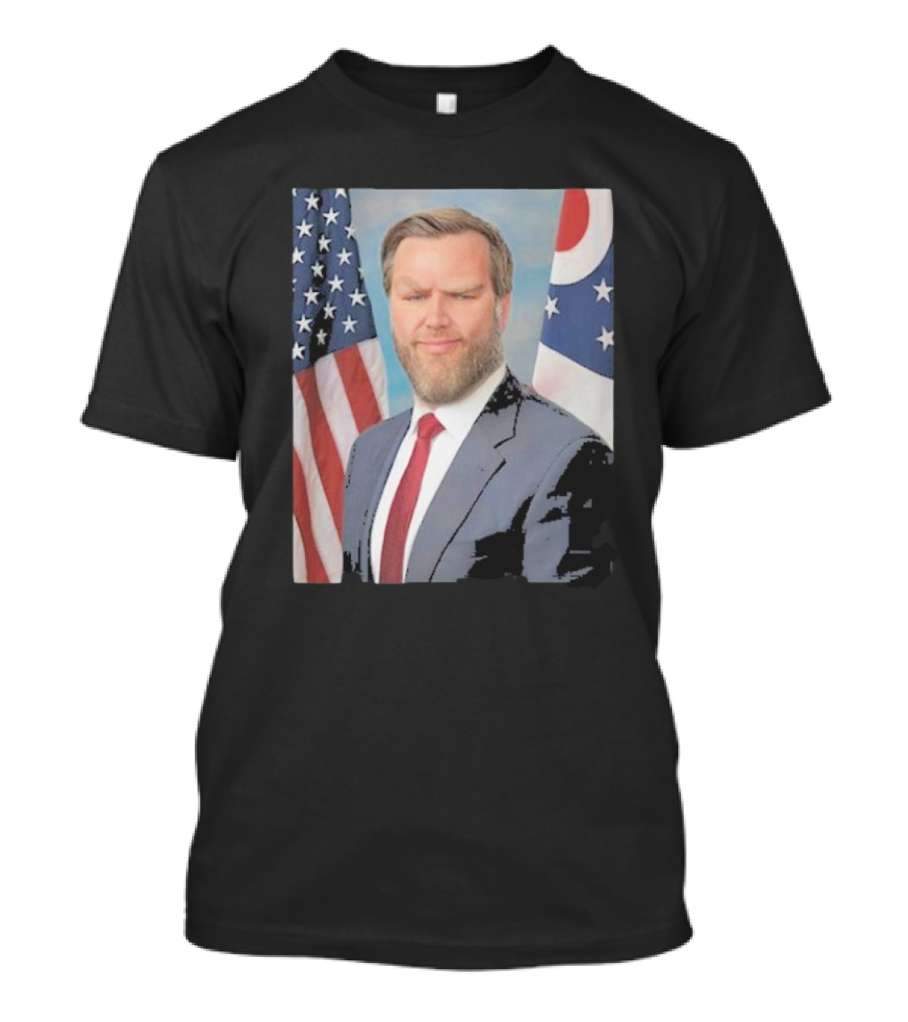 Jd Vance Giga Chad Meme American Flag Ohio Flag Background T-Shirt