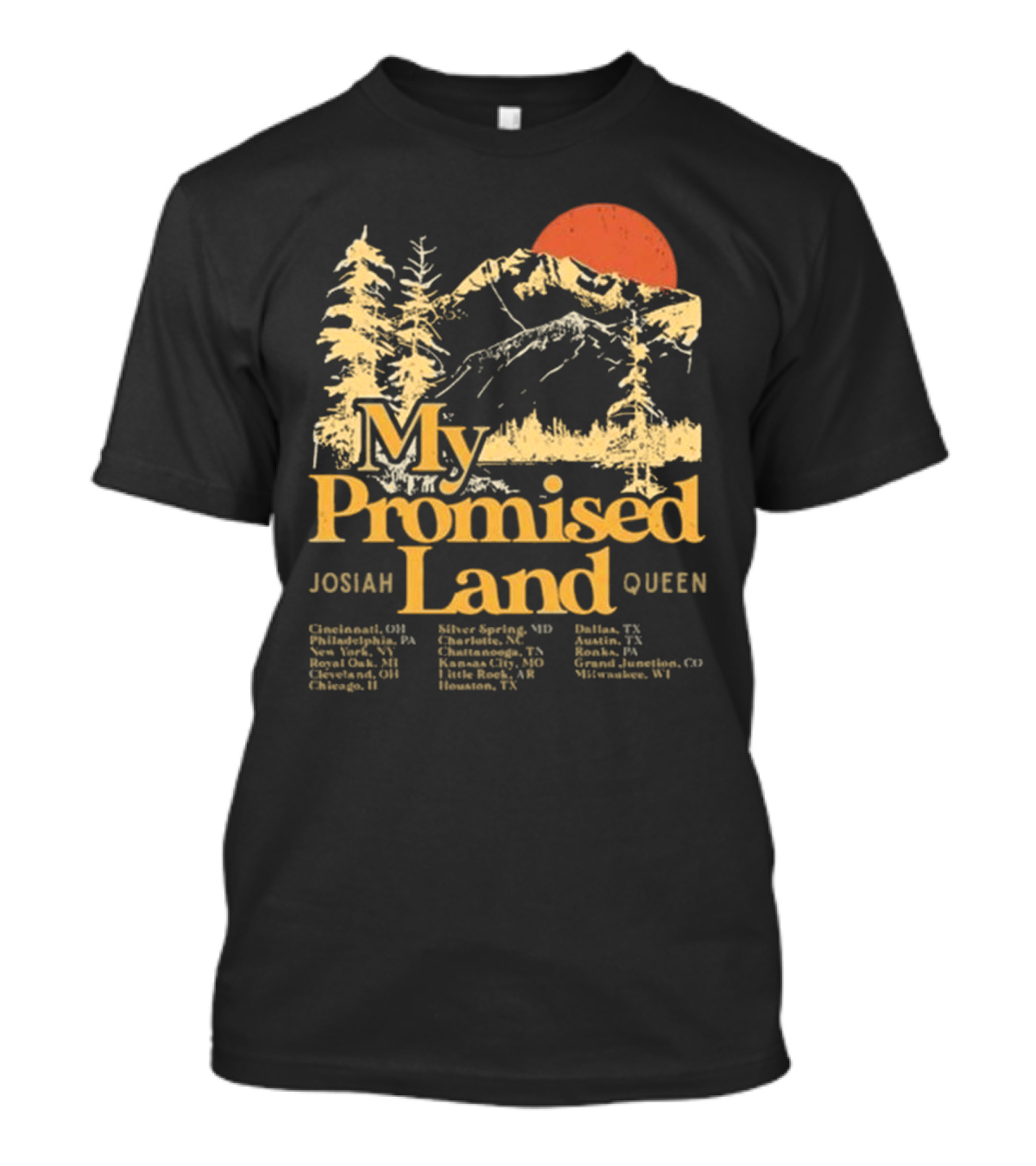 Josiah Queen My Promised Land Tour 2023 With Mountain And Sun Illustration T-Shirt