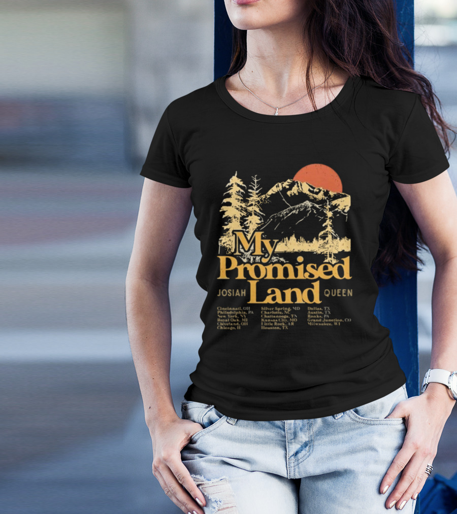 Josiah Queen My Promised Land Tour 2023 With Mountain And Sun Illustration T-Shirt