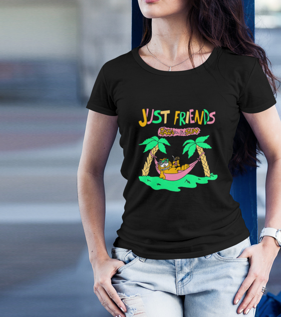 Just Friends Zaza In The Sun Relaxing In Hammock Under Palms T-Shirt