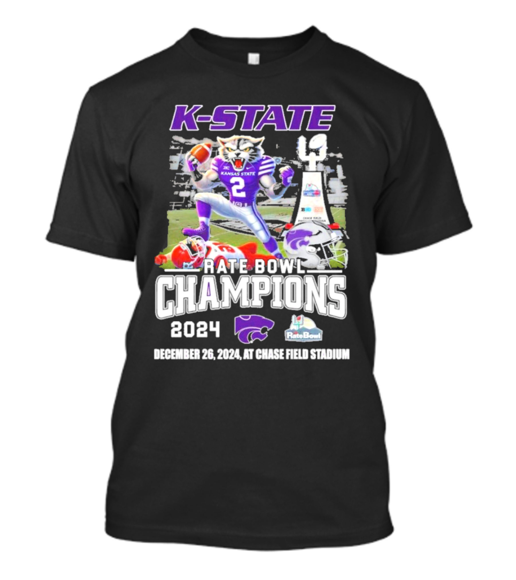 K-State Rate Bowl Champions 2024 December 28 Bill Snyder Family Stadium T-Shirt