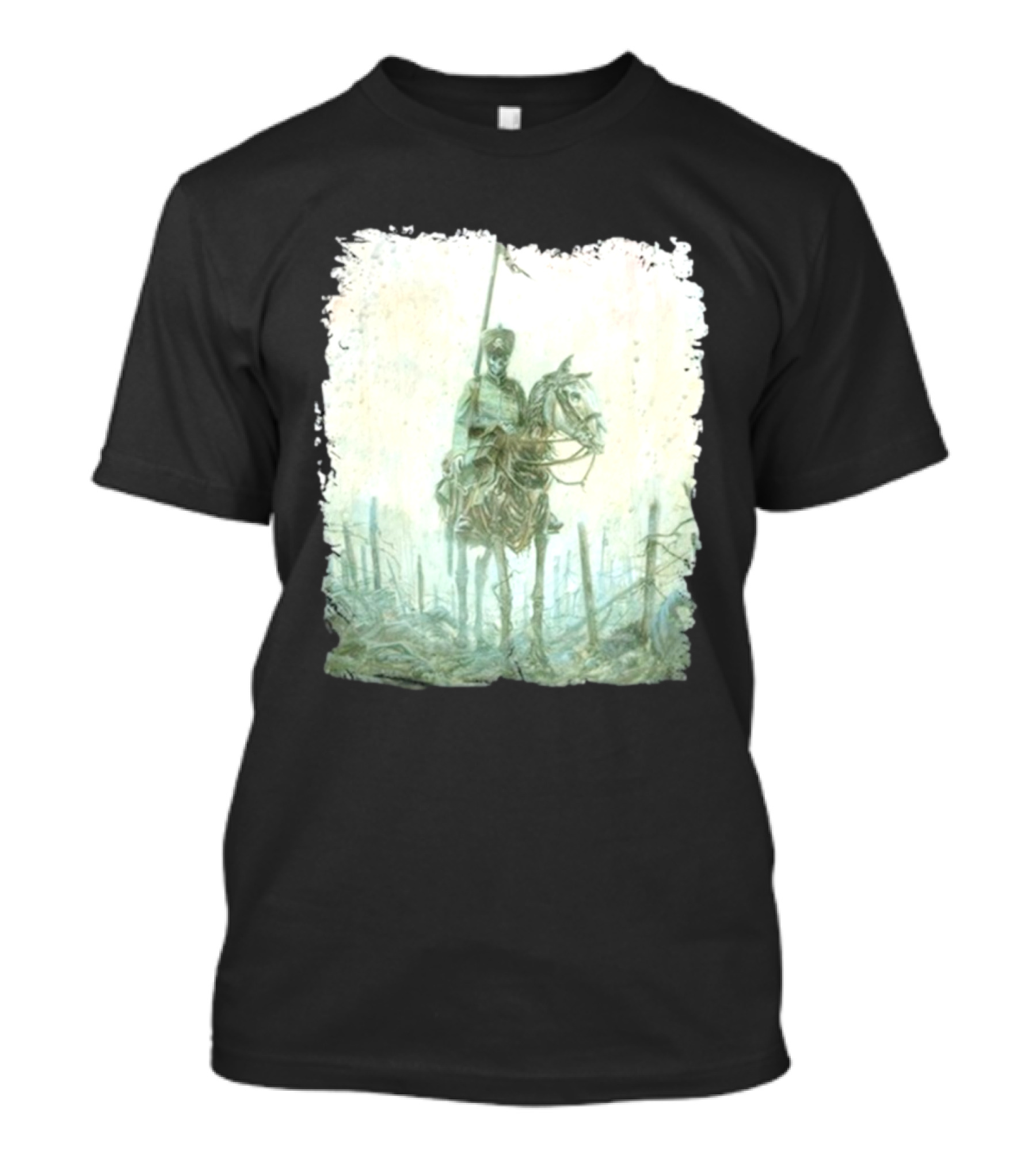 Kanonenfieber Fritz 4 Skeleton Soldier On Horse In Battlefield T-Shirt