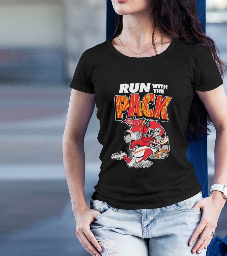 Run With The Pack Kansas City Chiefs KC Wolf 2025 T-Shirt